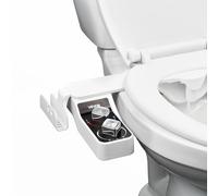 VEVOR Accesorio de Inodoro Bidé, Ultrafino, con Asiento de Inodoro y 2 Boquillas Retráctiles(Agua Fría/Caliente), 2 Perillas Giratorias y Presión de Agua Ajustable para Glúteos y Lavado Íntimo