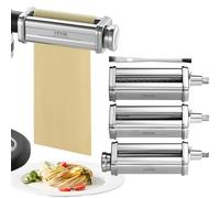 VEVOR Accesorios de Pasta para Procesador de Alimentos 3 Rodillos para Pasta con Cortador de Espaguetis y Cortador de Fettuccine de Acero Inoxidable 8 Ajustes de Espesor 0,3-2 mm para Tortillas