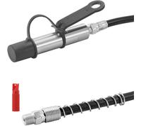 VEVOR Acoplador de Pistola de Engrase Alta Presión 10.000 PSI Bloqueo de 3 Mordazas Punta de Pistola de Engrase de Liberación Rápida con Manguera, Limpiador, Tapa a Prueba de Fugas, 1/8" NPT