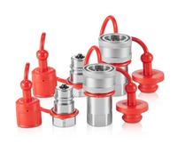 VEVOR Acopladores Hidráulicos Cónicos de Φ 38 x 88 mm, Acopladores Hidráulicos de Conexión Rápida para Minicargador NPT con 4 Tapas Antipolvo(ISO 5675), Acero al Carbono 45#, 2 Pares, 4000 PSI, Blanco