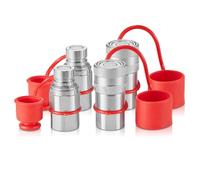 VEVOR Acopladores Hidráulicos de Cara Plana de Φ 38 x 129 mm, Acopladores Hidráulicos de Conexión Rápida para Minicargador NPT con 4 Tapas Antipolvo(ISO 16028), Acero al Carbono 45#, 2 Pares, Blanco