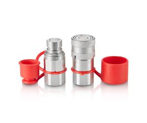 VEVOR Acopladores hidráulicos de cara plana de 1/2", Acopladores hidráulicos de conexión rápida para minicargador NPT de 1/2" con 2 tapas antipolvo (ISO16028)