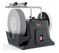 VEVOR Afiladora al Agua 200 W 120 RPM, Esmeriladora en Húmedo de 254 mm | para Cuchillos, Cinceles y Herramientas de Taller, con Rueda de Cuero de 203 mm, Guía de Ángulo, Plantilla y Bandeja de Agua