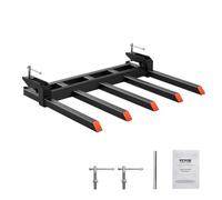 VEVOR Agarrador de Horquilla para Escombros 48" Capacidad de 1200 kg Agarrador de Servicio Pesado en Horquillas para Paletas Accesorios para Cubo de Carga de Tractor Compacto para Limpiar Desechos