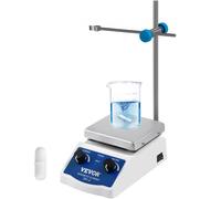 VEVOR Agitador Magnético SH-2, 100-2000 RPM Mezclador Magnético, con Placa Calentadora, Velocidad y Temperatura Ajustable, para Laboratorio, Barra Agitadora y Soporte Incluidos
