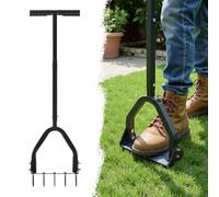 VEVOR Aireador de Césped con Plataforma Ancha para Pies Soporta 90 kg, Mango Largo de 58 cm, 15 Púas de Acero de 6 cm, Herramienta de Aireación de Césped Manual para Jardín Zonas para Mascotas y Patio