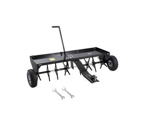 VEVOR Aireador de Césped Remolcable de 1500 x 980 x 885 mm con Enganche Universal, Púas de Hierro Dispuestas Alternativamente, Carga de 63,5 kg para Remolcar, Jardines, Céspedes y Granjas, Negro