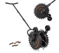 VEVOR Aireador de Césped Rodante con 16 Púas, 5 cm de Profundidad, Mango de 147 cm, Soporta hasta 21 kg, Herramienta de Aireación de Césped Manual de Acero para Zonas para Mascotas Patio y Jardín