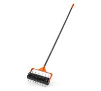 VEVOR Aireador de Césped Rodante con 42 Púas de Acero de 4 cm, Mango Largo de 152 cm, Tambor Rellenable con Arena, Herramienta de Aireación de Césped Manual para Jardín Patio y Zonas para Mascotas