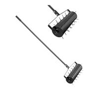 VEVOR Aireador de Césped Rodante Manual Resistente de 533,4 mm con Mango Desmontable y 33 Púas de Hierro, Herramienta de Aireación de Césped Rodante para Jardín, Suelos Compactados y Césped, Negro