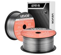 VEVOR Alambre de Soldadura MIG con Núcleo Fundente, E71T-11, 0,9 mm, 0,45 kg, Acero Dulce sin Gas, con Bajas Salpicaduras para Soldadura por Arco en Cualquier Posición, para Exteriores, 2 Rollos