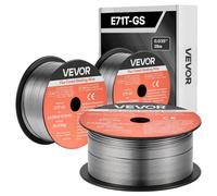VEVOR Alambre de Soldadura MIG con Núcleo Fundente, E71T-GS, 0,9 mm, 0,9 kg, Acero Dulce sin Gas, con Bajas Salpicaduras para Soldadura por Arco en Cualquier Posición, para Exteriores, 3 Rollos