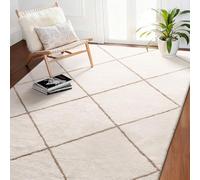 VEVOR Alfombra de Pelo Corto Rectangular, Acogedora, para Salón, Dormitorio e Invernadero, con 20 mm Altura del Pelo, sin Pelusa y con Reverso Antideslizante de TPR, Blanco, 2743 x 1829 x 22 mm