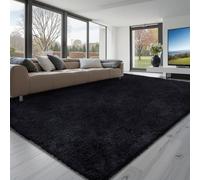 VEVOR Alfombra de Pelo Largo de 3048 x 2438 mm, Mullida, de Triple Capa, 35 mm de Altura, para Salón, Dormitorio y Salón, Suave y sin Pelusa, de Estilo Atemporal, Fácil de Limpiar, Color Negro