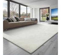 VEVOR Alfombra de Pelo Largo Rectangular, 3048 x 2438 mm, Mullida y de Triple Capa, 35 mm de Altura, para Salón, Dormitorio y Salón, sin Pelusa y Muy Suave, Marfil Blanco, para Hogares Modernos