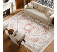 VEVOR Alfombra Suave de 2,7x3,7 m Alfombra de Área Pelo Corto Antideslizante Resistente al Desgarro Elegante Ideal para Dormitorio, Oficina, Sala de Estar, Habitación Infantil, Entrada, Marrón Rojo