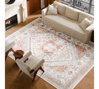 VEVOR Alfombra Suave de 2,7x3,7 m Alfombra de Área Pelo Corto Antideslizante Resistente al Desgarro Elegante Ideal para Dormitorio, Oficina, Sala de Estar, Habitación Infantil, Entrada, Marrón Rojo