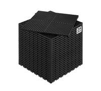 VEVOR Alfombrilla de Drenaje Entrelazada de 415 x 415 x 17,6 mm, 24 Alfombrillas de Drenaje Entrelazadas, Alfombrilla de Drenaje de Polipropileno Antideslizante para Suelo, Baño, Garaje, Jardín, Negro