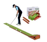VEVOR Alfombrilla de Golf para Putting 1 Hoyo para Interior, Ayuda para Entrenamiento de Golf sin Arrugas, con Retorno Automático de Bola, Guía de Alineación y Base de Madera, 2585 x 275 x 160 mm