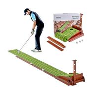 VEVOR Alfombrilla de Golf para Putting Green de 2 Hoyos para Interior, Ayuda para Entrenamiento de Golf sin Arrugas, con Retorno Automático de Bolas, Guía de Alineación, 3 Bolas, Base de Madera