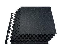 VEVOR Alfombrillas de Gimnasio de 610 x 610 x 14 mm, 6 Baldosas de Goma con Espuma EVA con Una Cobertura de 2,2 m² y Diseño de Rompecabezas Entrelazado para Gimnasio, Hogar, Garaje, Blanco y Negro