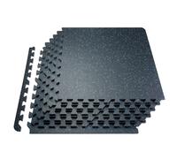 VEVOR Alfombrillas de Gimnasio de 610 x 610 x 14 mm, 6 Baldosas de Goma con Espuma EVA con Una Cobertura de 2,2 m² y Diseño de Rompecabezas Entrelazado para Gimnasio, Hogar, Garaje, Azul y Negro