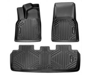 VEVOR Alfombrillas para el Suelo de Coche, Tesla Model Y 2021-2024, 3 Piezas de Revestimientos para la Primera y Segunda Fila, TPE, para Todo Tipo de Clima, Fácil de Limpiar y Seguro para SUV, Negro