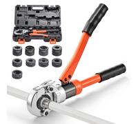 VEVOR Alicates de Prensa Hidráulica para Tuberías, con 4 Mordazas TH16 TH20 TH26 TH32 para Tubos de PEX y Aluminio-Plástico, 5 Mordazas V12 V15 V18 V22 V28 para Tubos de Acero Inoxidable, con Estuche