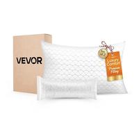 VEVOR Almohada de Cama, Tamaño Queen 740 x 480 mm, Almohada de Hotel de Lujo con Relleno de Espuma Viscoelástica, Incluye Funda de Fibra Natural, Ajustable y de Apoyo, para Descanso y Relajación