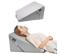 VEVOR Almohada de Cuña, Ortopédica Ajustable, de Espuma de Alta Densidad 25D y Funda Suave y Lavable, para Reflujo Ácido, Dolor de Espalda y Alivio de Ronquidos, Gris Claro, 56 x 56 x 30,5 cm