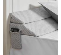 VEVOR Almohada de Cuña para Cabecera, Tamaño Queen, 152 x 25 x 15 cm, Rellena el Espacio entre la Cabecera y el Colchón de 0 a 18 cm. Espuma 25D con Bolsillo Lateral para el Respaldo, Color Gris
