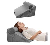 VEVOR Almohada de Cuña para Descansar Mejor, 3 Unidades, Ortopédica Ajustable, con Funda Lavable y Soporte de Espuma, Gris Oscuro. Ideal para Postoperatorios, Reflujo Ácido, Dolor de Espalda