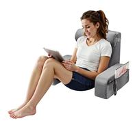 VEVOR Almohada de Lectura, Almohada de Cama Grande con Soporte para el Respaldo, Brazo, 3 Bolsillos, Reposacabezas Extraíble y Esponja 25D, Asa para Facilitar su Transporte para Leer, Jugar, Gris