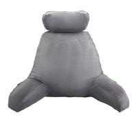 VEVOR Almohada de Lectura con Reposacabezas Extraíble, Respaldo con 3 Bolsillos, Espuma Viscoelástica Triturada y Tela Corta de Terciopelo Lavable, Lateral con Asas para Leer y Descansar, Gris