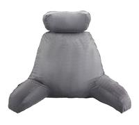 VEVOR Almohada de Lectura con Reposacabezas Extraíble, Respaldo con 3 Bolsillos, Espuma Viscoelástica Triturada y Tela Corta de Terciopelo Lavable, Lateral con Asas para Leer y Descansar, Gris