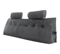 VEVOR Almohada para Cabecero de Cama 192 x 20,5 x 53 cm de Tela de Franela Lavable Tamaño King con 2 Bolsillos Laterales y 2 Reposacabezas para Leer, Jugar, Descansar y Trabajar en la Cama, Gris
