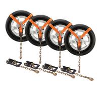 VEVOR Amarre para automóvil con anclajes de cadena, correas para neumáticos estilo lazo de 2"x120", carga de trabajo de 5865 libras, resistencia a la rotura de 11023 libras, con trinquetes resistentes