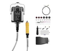 VEVOR Amoladora de Eje Flexible, Herramienta Rotativa Eléctrica de Eje Flexible de 1000 W y 30 000 RPM, con 31 Accesorios y Pedal para Tallar, Pulir, Taladrar y Pulir, 1260 x 115 x 95 mm, Negro