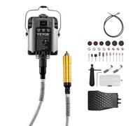 VEVOR Amoladora de Eje Flexible, Herramienta Rotativa Eléctrica de Eje Flexible de 1000 W y 30 000 RPM, con 31 Accesorios y Pedal para Tallar, Pulir, Taladrar y Pulir, 1260 x 115 x 95 mm, Negro