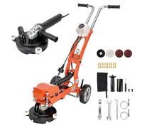 VEVOR Amoladora de Hormigón 1400W 3700RPM Pulidora de Suelos 2 en 1 Naranja | para Lijado en Seco, con Disco de 180 mm, Mango Ajustable, Puerto de Aspiración de 50 mm y Cubierta Magnética para Bordes