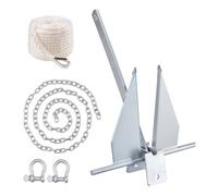 VEVOR Ancla Plana 6 kg Kit de Anclaje de Acero Galvanizado en Caliente con Cadena de 8 Pies Cuerda de 100 Pies y 2 Grilletes Ancla para Embarcaciones Pequeñas de Menos de 30 Pies, Mares, Ríos, Costas