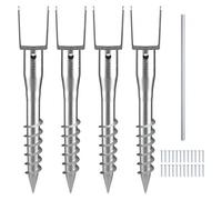 VEVOR Anclaje de Suelo sin Excavación, 100 x 70 x 700 mm, Estaca de Poste con Tornillo para Bricolaje, Incluye 6 Pernos de Retraso y una Barra, Soporte para Postes de Acero Resistente en Forma de U