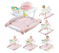 VEVOR Andador 5 en 1, Centro de Actividades Plegable con Ruedas, con Altura Ajustable y Cómodo Asiento de Respaldo Alto, Ayuda Antivuelco para Niños de 6 a 24 Meses, 720 x 665 x 530 mm, Rosa