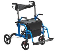 VEVOR Andador con ruedas 2 en 1 y silla de transporte para personas mayores, combo de silla de ruedas plegable y reposapiés, andador de movilidad de aluminio ligero con mango ajustable, ruedas todo