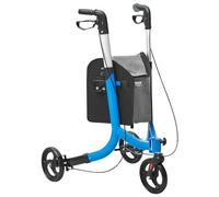 VEVOR Andador con Ruedas de 3 Ruedas para Personas Mayores, Andador con Ruedas Plegable de Aluminio Liviano con Mango Ajustable, Andador con Ruedas Grandes y Bolsa de Almacenamiento Espaciosa, Azul