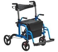 VEVOR Andador con Ruedas Silla de Transporte para Personas Mayores, Andador Plegable con Ruedas y Reposapiés, Andador de Movilidad de Aluminio Liviano con Mango Ajustable, Ruedas Todo Terreno, 136 kg