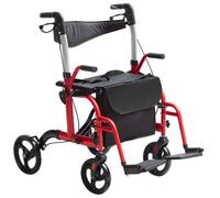 VEVOR Andador con Ruedas y Silla de Transporte para Personas Mayores, Andador Plegable con Ruedas y Reposapiés, Andador de Movilidad de Aluminio Ligero con Mango Ajustable, Ruedas Todo Terreno 136 kg