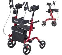 VEVOR Andador para Ancianos con Asiento Soporta 136 kg, Ruedas de PU, Silla de Transporte Plegable, Reposabrazos Ajustable, Rollator Aleación de Aluminio para Personas Mayores Exterior Paseos Compras