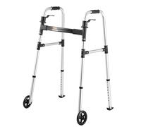 VEVOR Andador Plegable de 2 Botones, con Ruedas Delanteras de 12,7 cm y Altura Ajustable en 8 Niveles, con Capacidad de Carga 159 kg, Ligero, de Aluminio, Ideal para Personas Mayores y Adultos