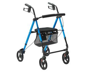 VEVOR Andador rodante para personas mayores y adultos, andador plegable de aluminio ligero con asiento y asa ajustables, rodador de movilidad al aire libre con ruedas todo terreno de 8 pulgadas
